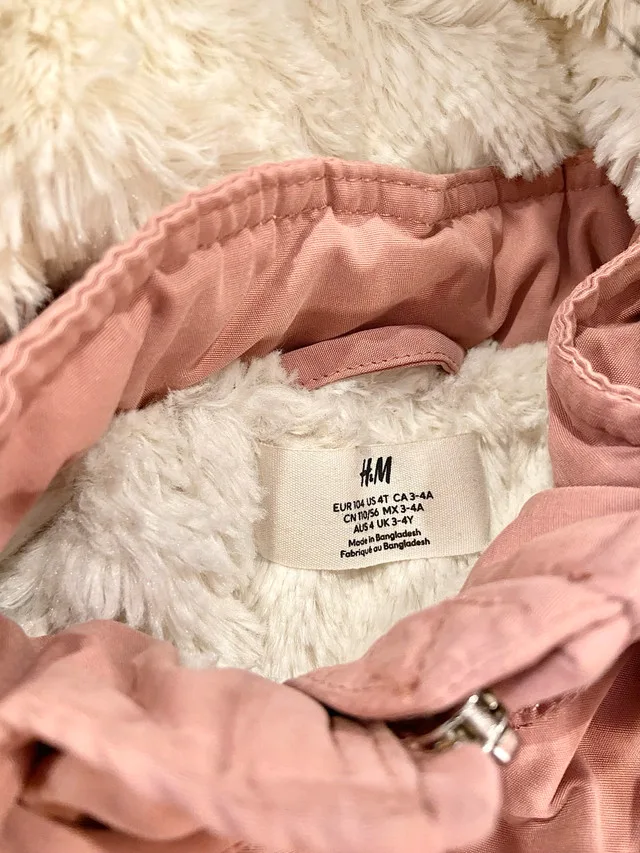 H&M Pink Parka Jacket toddler girl size 4T image indicator(3)