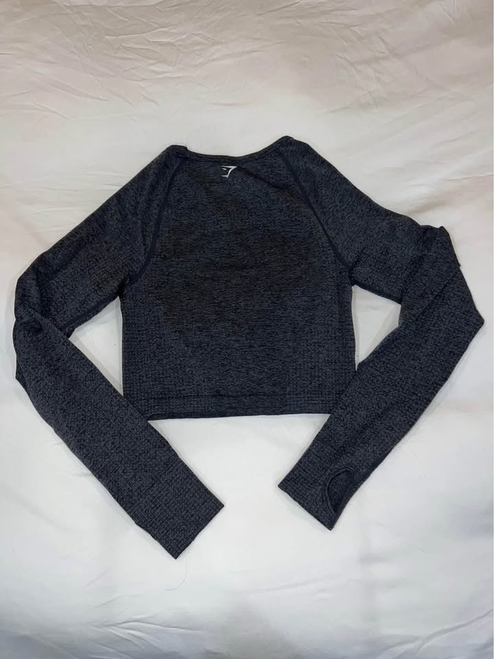 Gymshark Vital Seamless LS Crop Top - Black Marl - photo 2