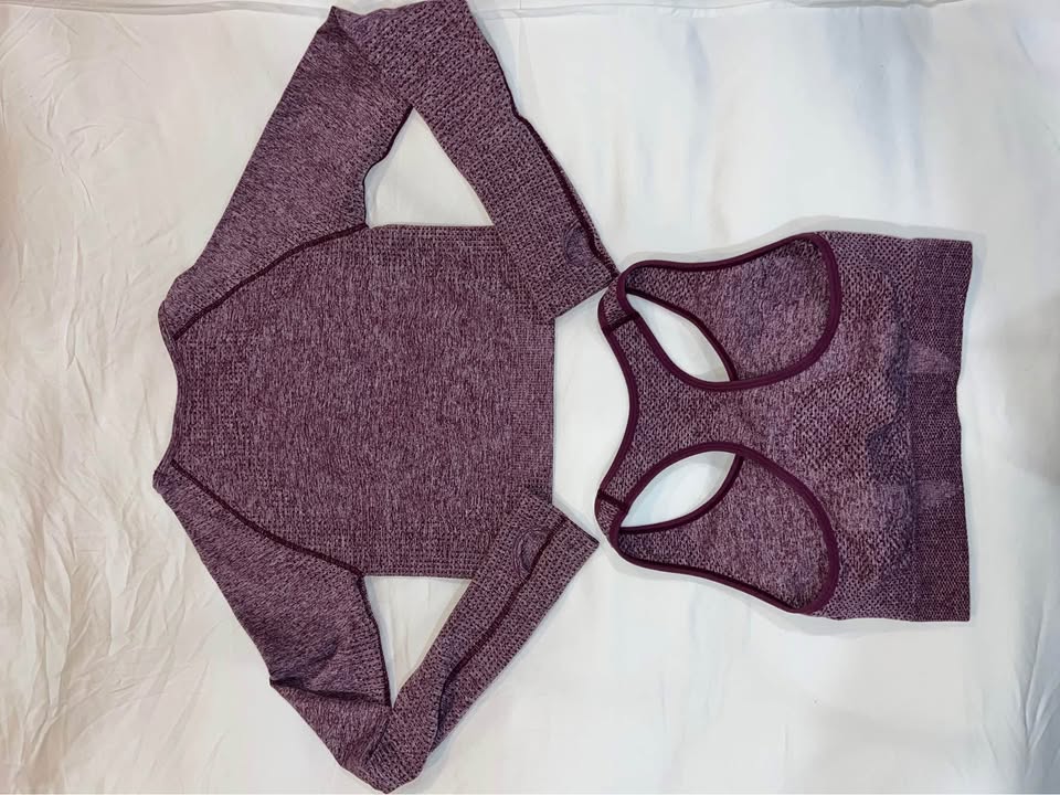 Seamless Cropped Long Sleeve and Sports Bra Set - photo 2