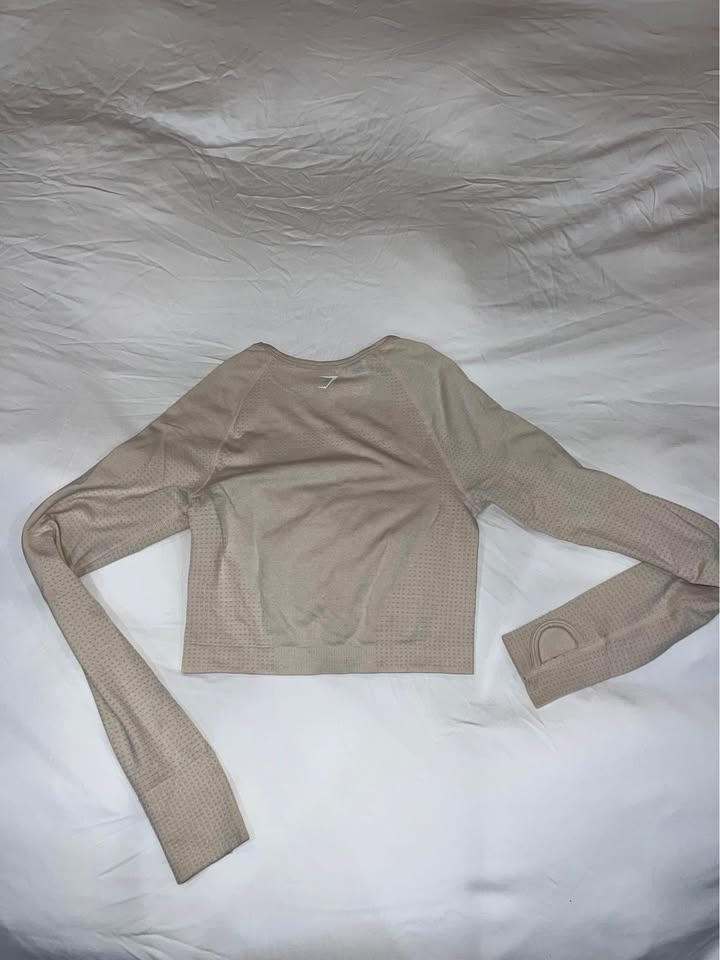 Gymshark Vital Seamless Long Sleeve Crop Top - Sand - photo 2