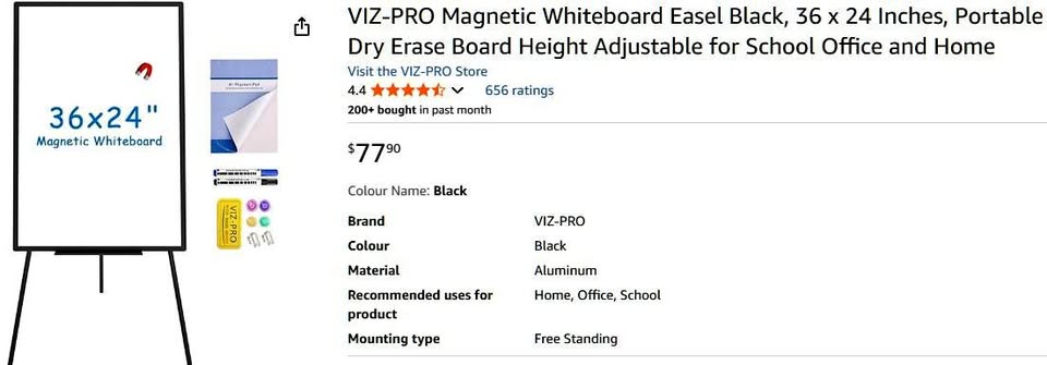 Viz-pro Magnetic Tripod whiteboard easel
