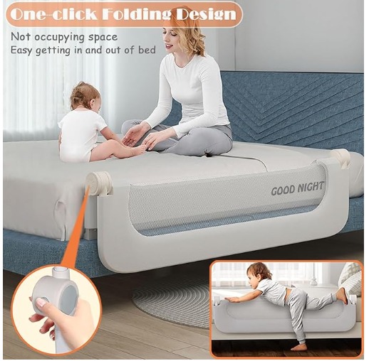 Foldable baby bed guard rail 60" - photo 2