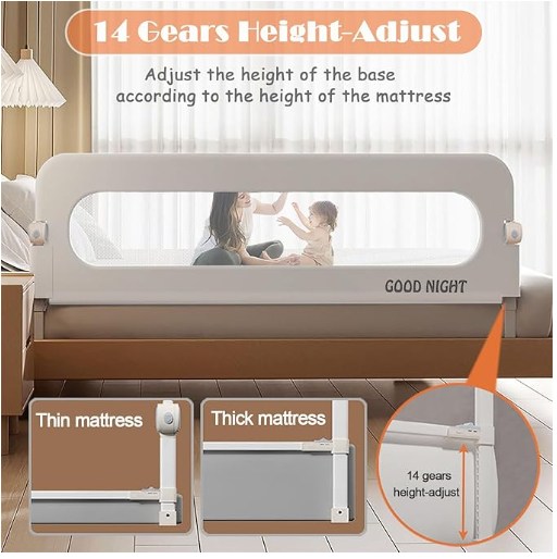 Foldable baby bed guard rail 60" - photo 3