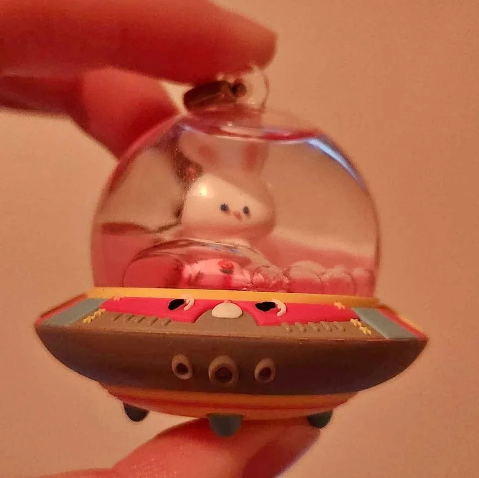 Bunny space Snow Globe/shaker keychain thumbnail