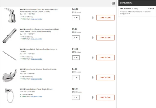 8 piece Moen Mason collection chrome bathroom hardware image indicator(2)