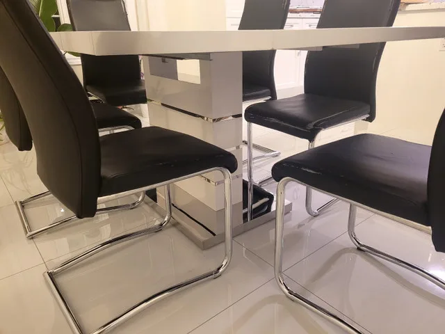 7pc White dining set with extendable table 🥕 image indicator(3)