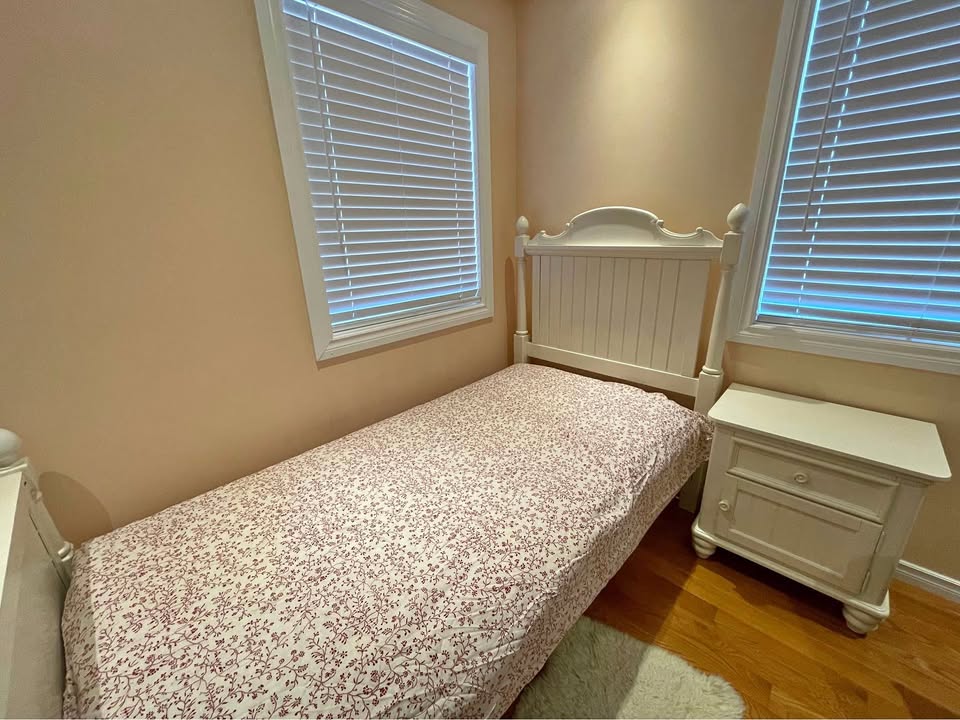 Solid wood twin bedframe and night table