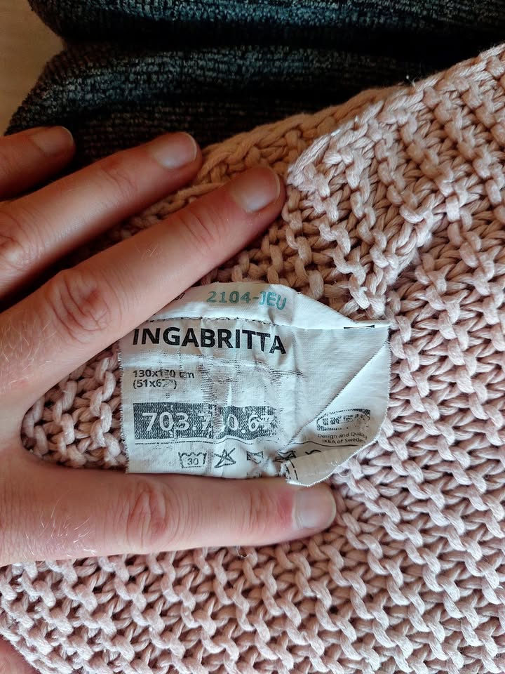 IKEA INGABRITTA Coarse-Knit Throw Blanket, Light Pink - photo 2