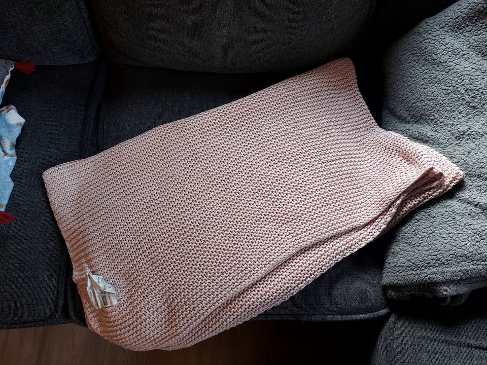 IKEA INGABRITTA Coarse-Knit Throw Blanket, Light Pink