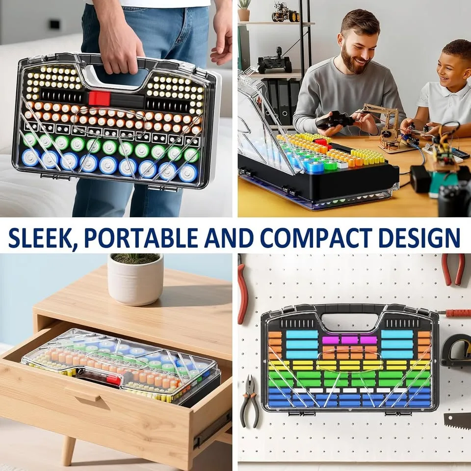 Battery Organizer Storage Holder Box Case with Tester image indicator(4)