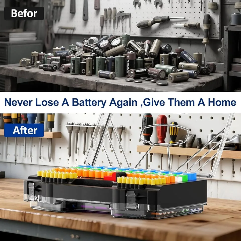 Battery Organizer Storage Holder Box Case with Tester image indicator(5)