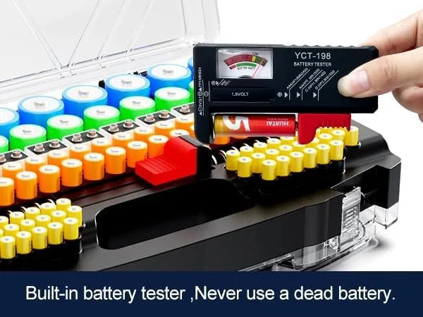 Battery Organizer Storage Holder Box Case with Tester image indicator(6)