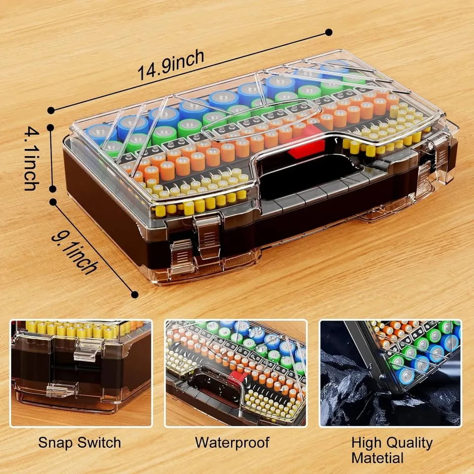 Battery Organizer Storage Holder Box Case with Tester image indicator(7)