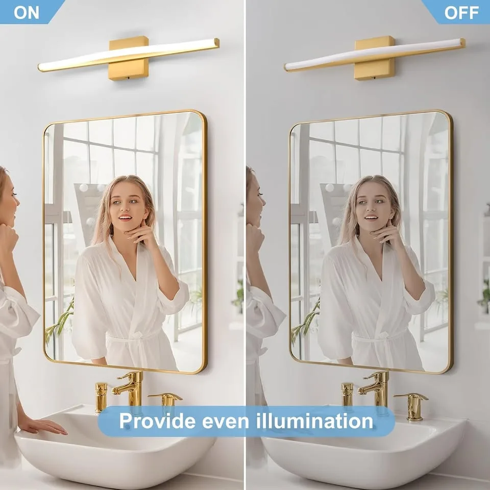 Modern Bathroom Light Fixture, Gold Vanity Light image indicator(2)