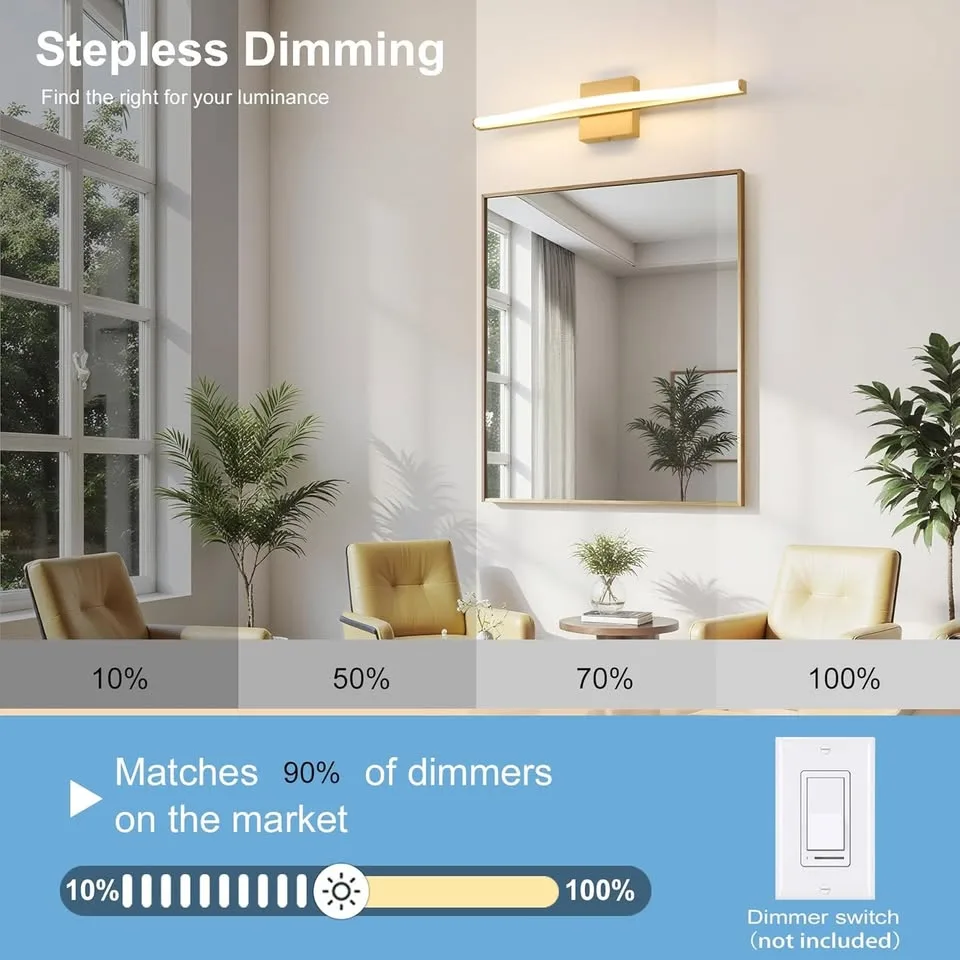 Modern Bathroom Light Fixture, Gold Vanity Light image indicator(3)