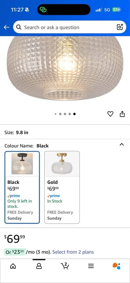 Semi Flush Mount Ceiling Light Fixture with Seeded Glass image indicator(8)