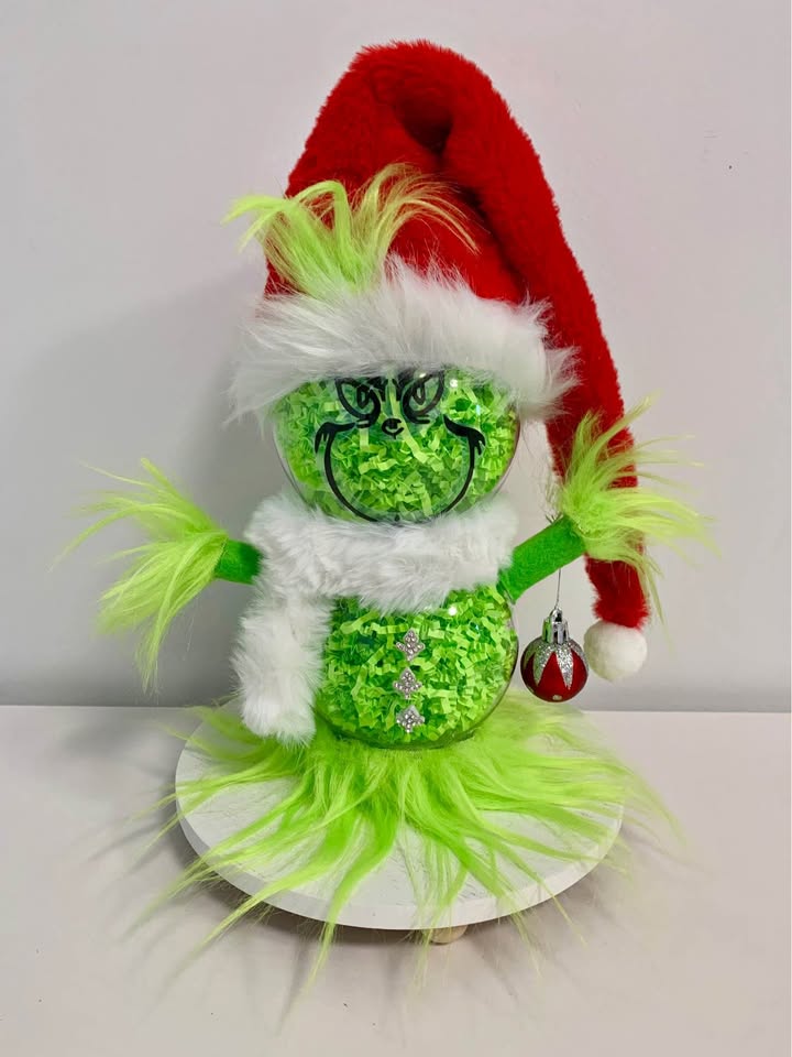 Grinch Snowman Christmas Table Ornament 10”