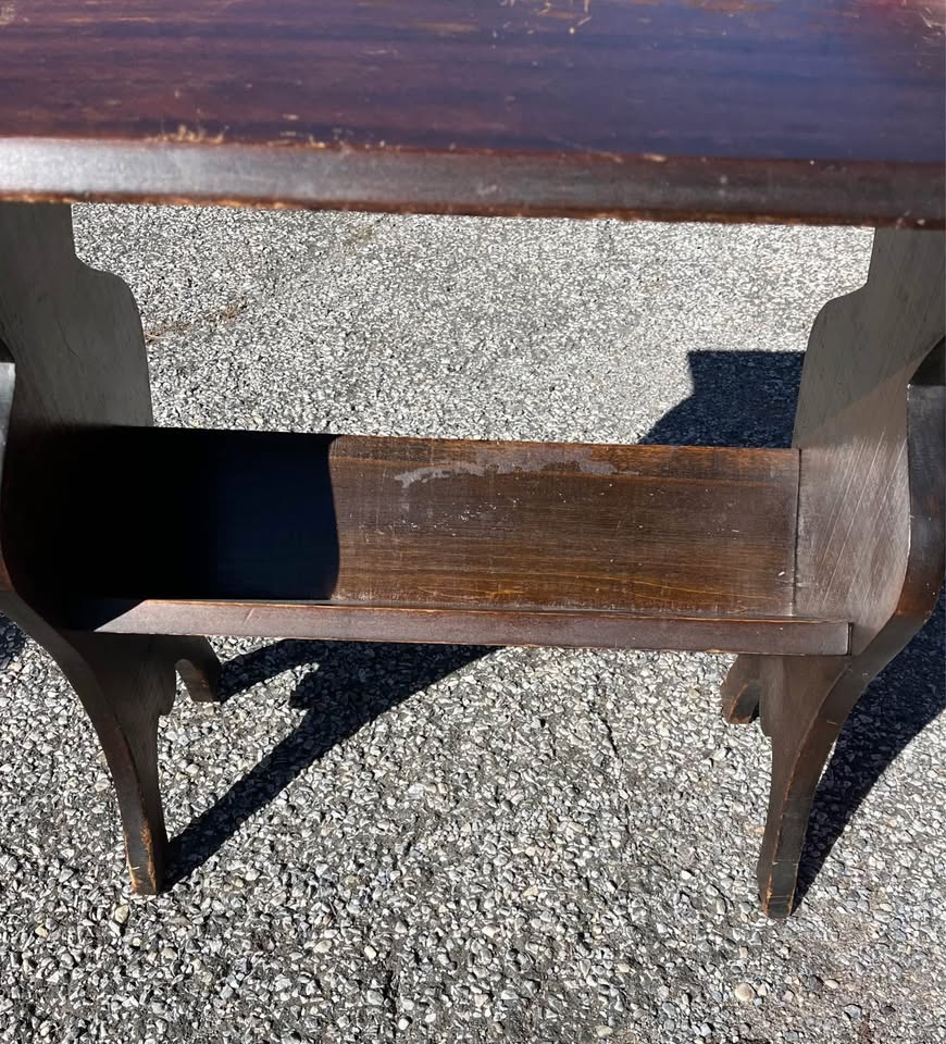 Vintage Narrow Side Table With Bookshelf - photo 3
