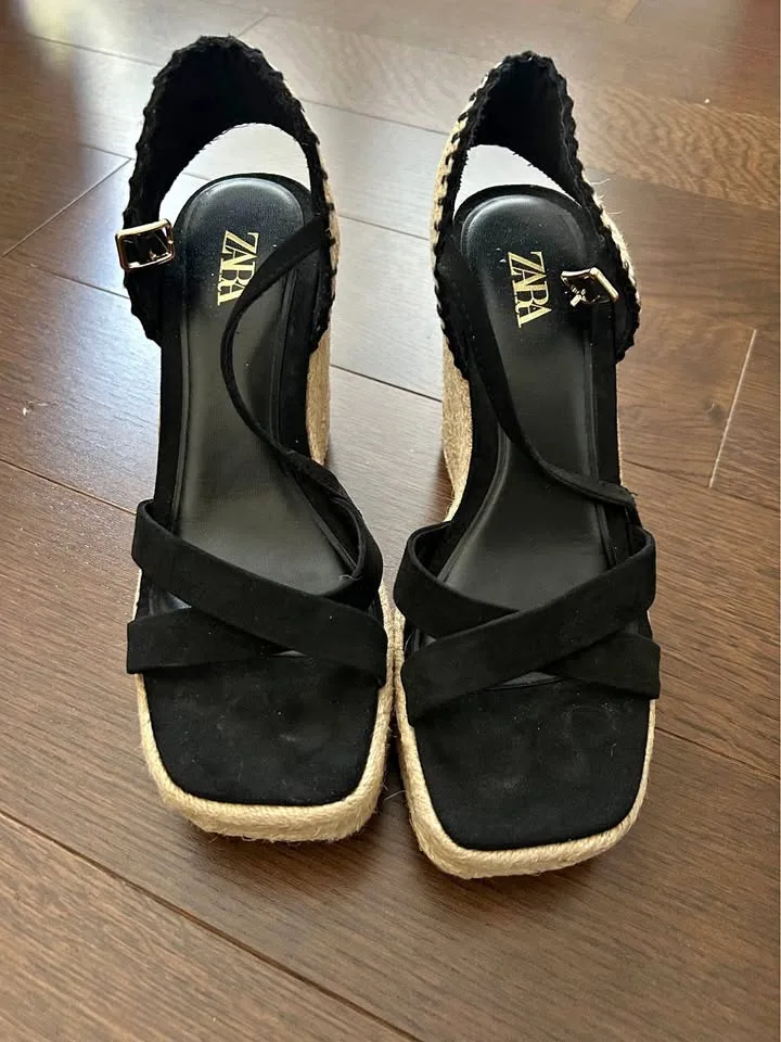 Zara Espadrille Wedges- Size 6.5 thumbnail