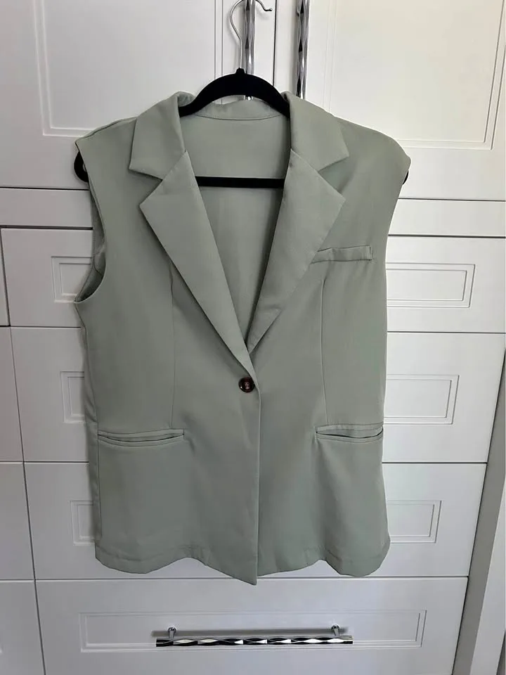 Sage Green Blazer Vest- Size M thumbnail