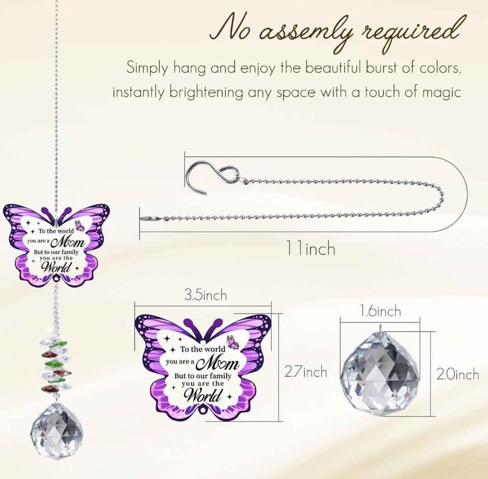 Butterfly Crystal Ball Sun Catcher, Gifts for Mom - photo 2