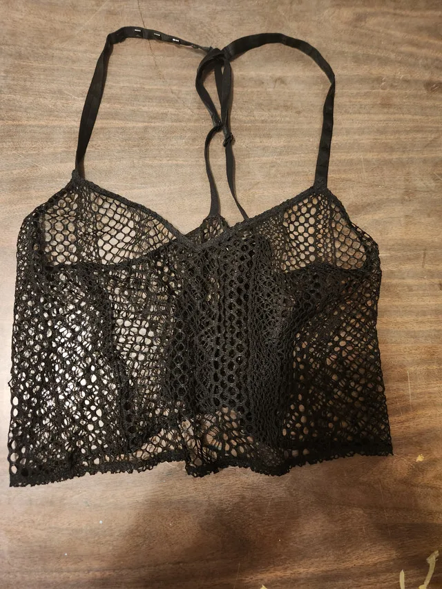 Victoria’s Secret Black Mesh Bra Top – Size Large thumbnail