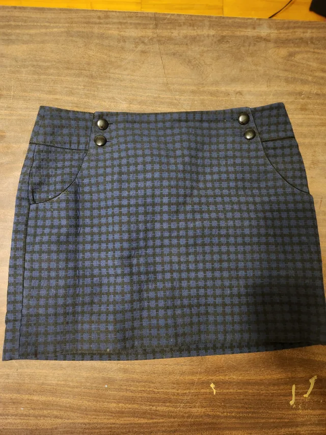 Black & Blue Checkered Mini Skirt – Size Large thumbnail