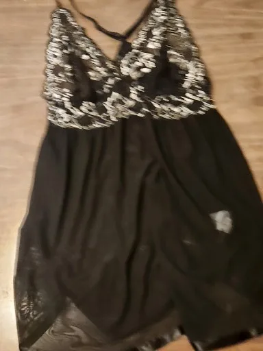 Black Sheer & Floral Lace Babydoll – Size Large thumbnail