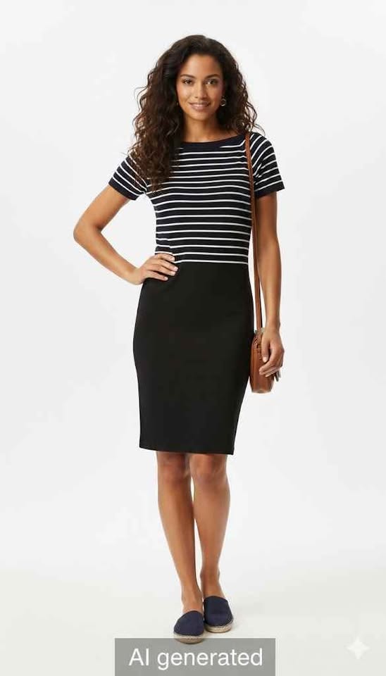 Back and white Casual, fitted knit dress - photo 4