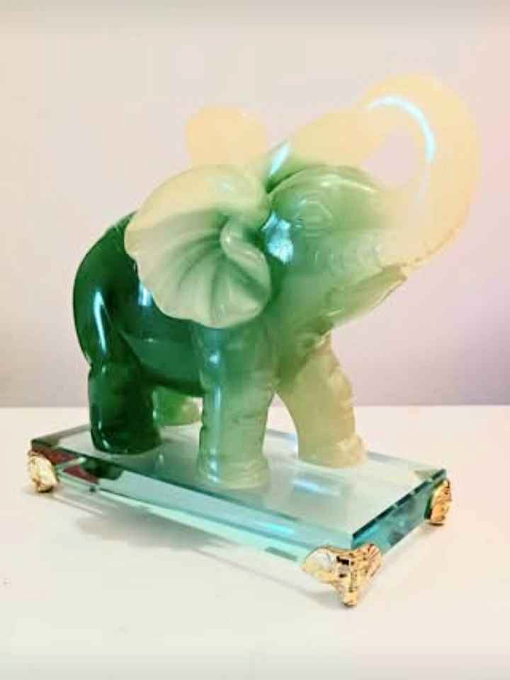 Unique Large Carved Jade Elephant Figurine