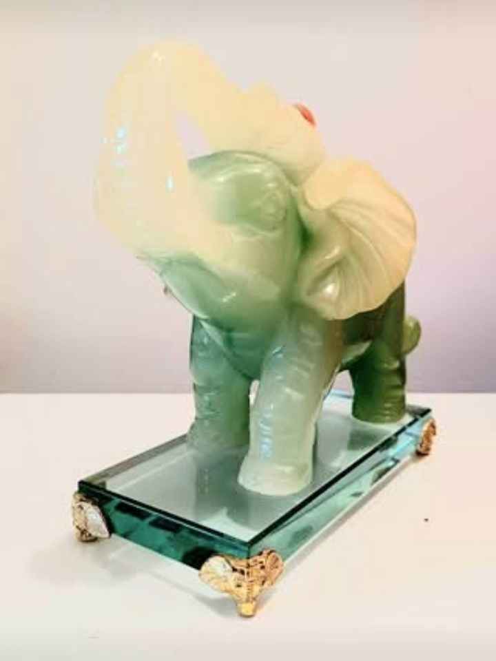 Unique Large Carved Jade Elephant Figurine - photo 2