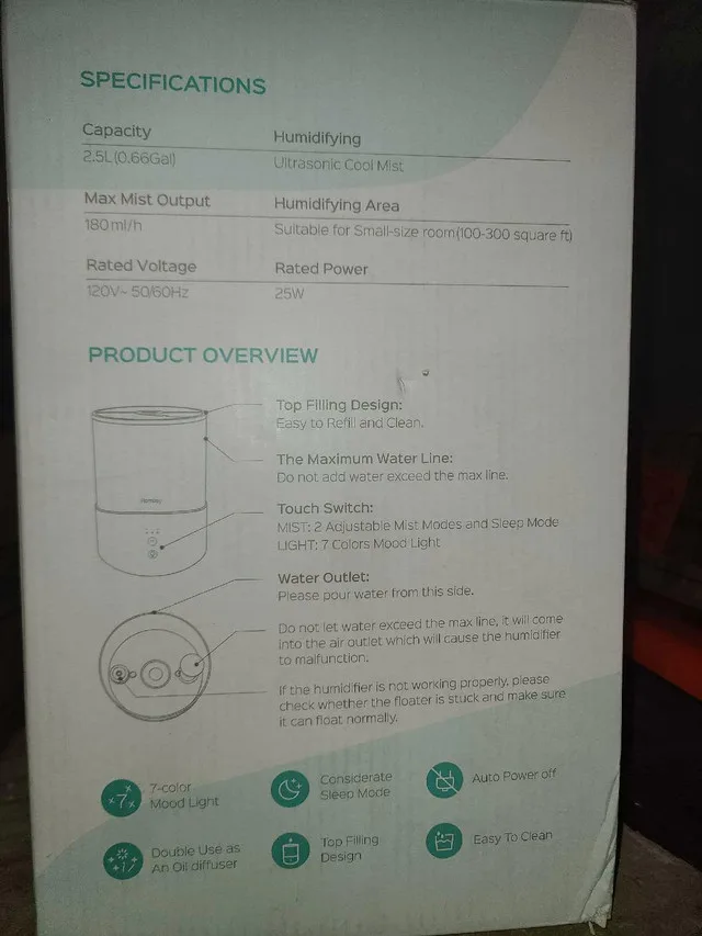 Homasy Humidifier image indicator(3)