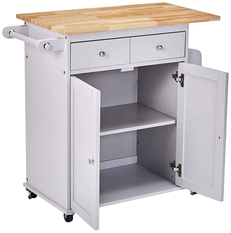 Acme Kitchen Island Cart, Grey and Natural, NEW - photo 3