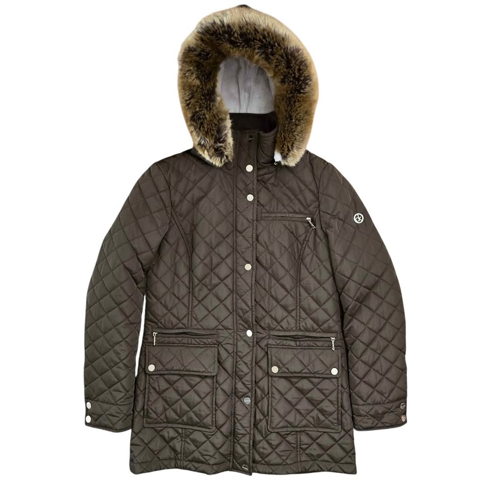 Calvin Klein Puffer Jacket Womens Small Olive Green