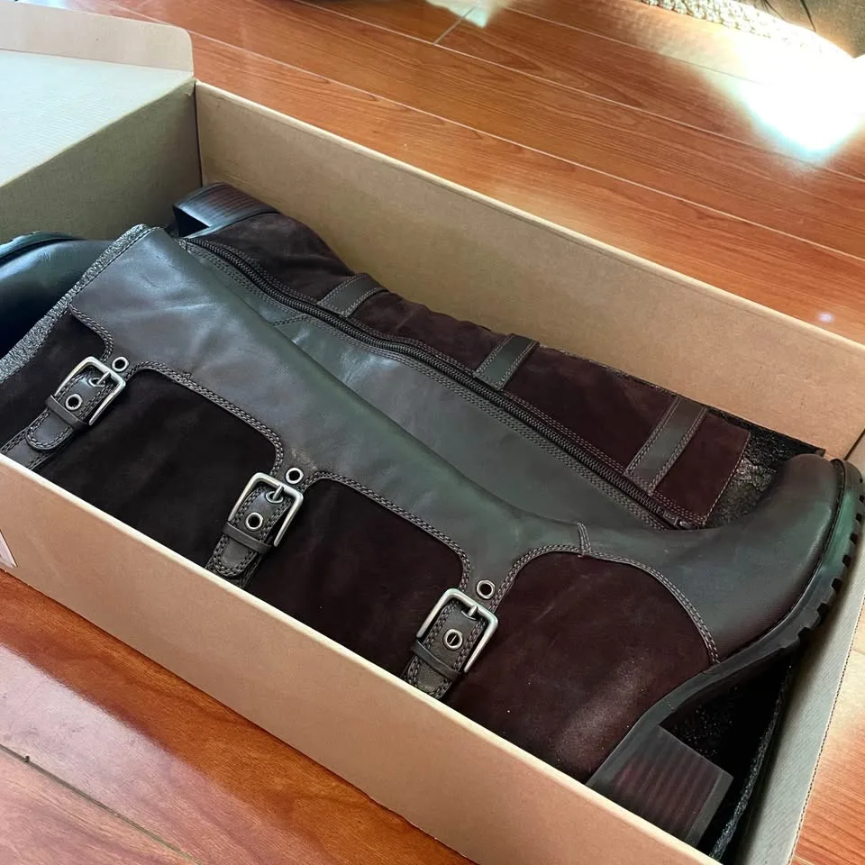 Like NEW * Size 7-7.5, Ecco Leather Boots w/ Buckles image indicator(8)