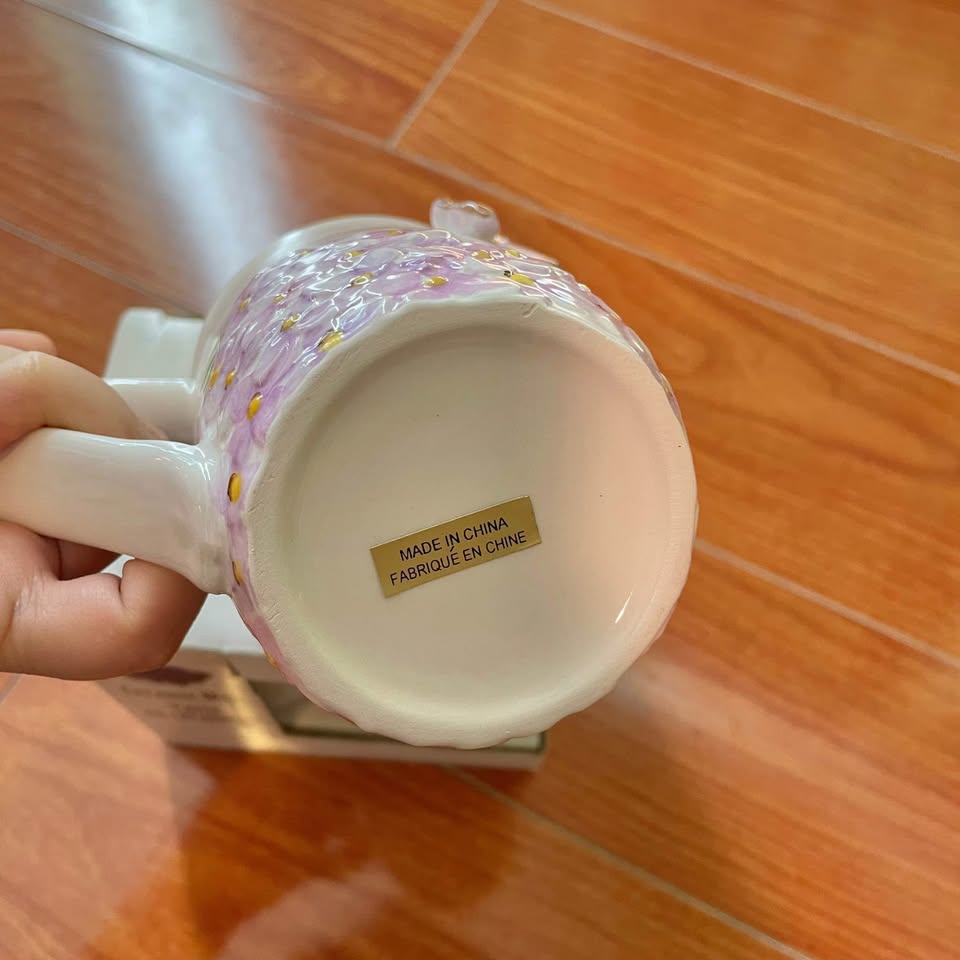 3D Coffee Mug Featuring Purple Hydrangeas and Butterfly - photo 4