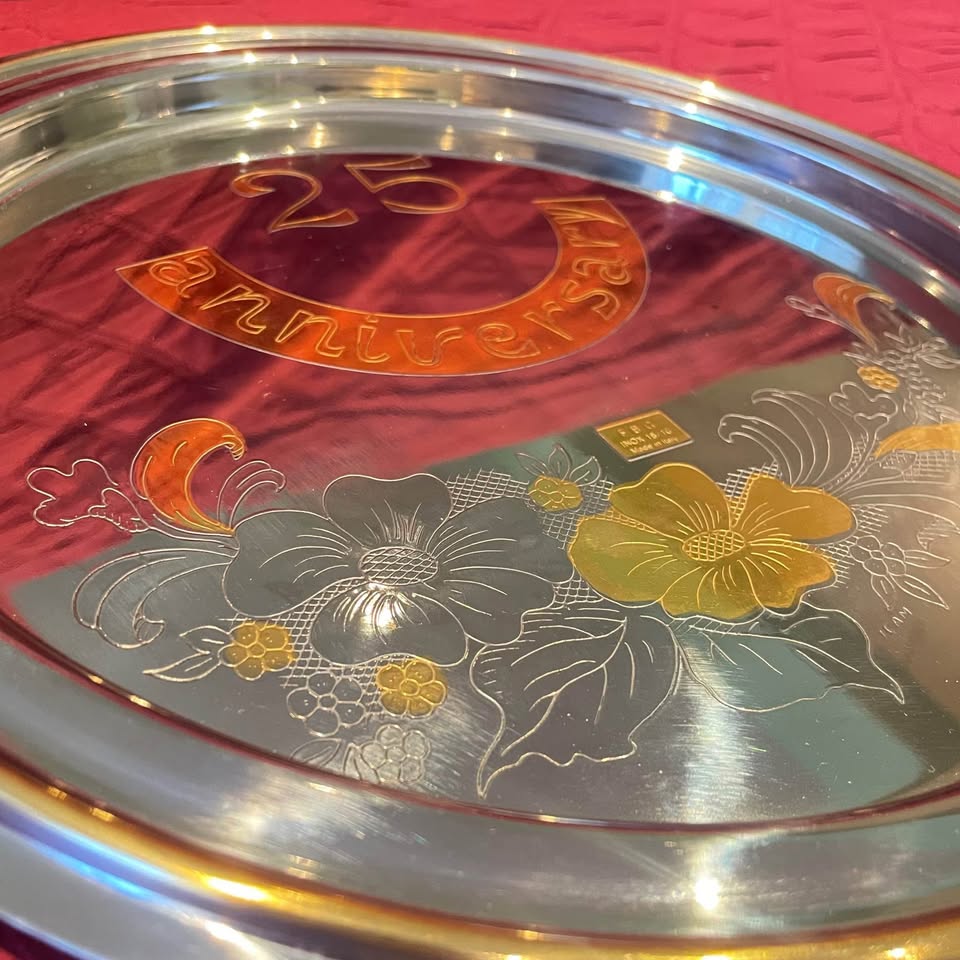 VINTAGE✨Italian Inox 18/10 Stainless Steel Round Tray - photo 2