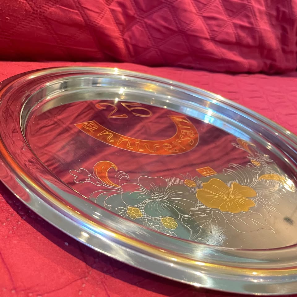 VINTAGE✨Italian Inox 18/10 Stainless Steel Round Tray - photo 4