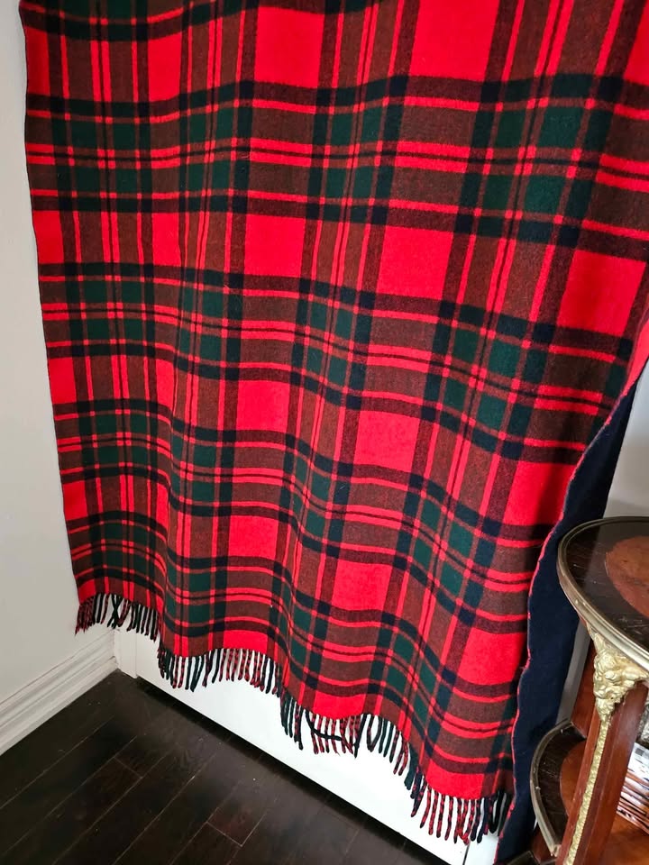 Scottish Wool Vintage Blanket Red Tartan Plaid Travel Rug - photo 3