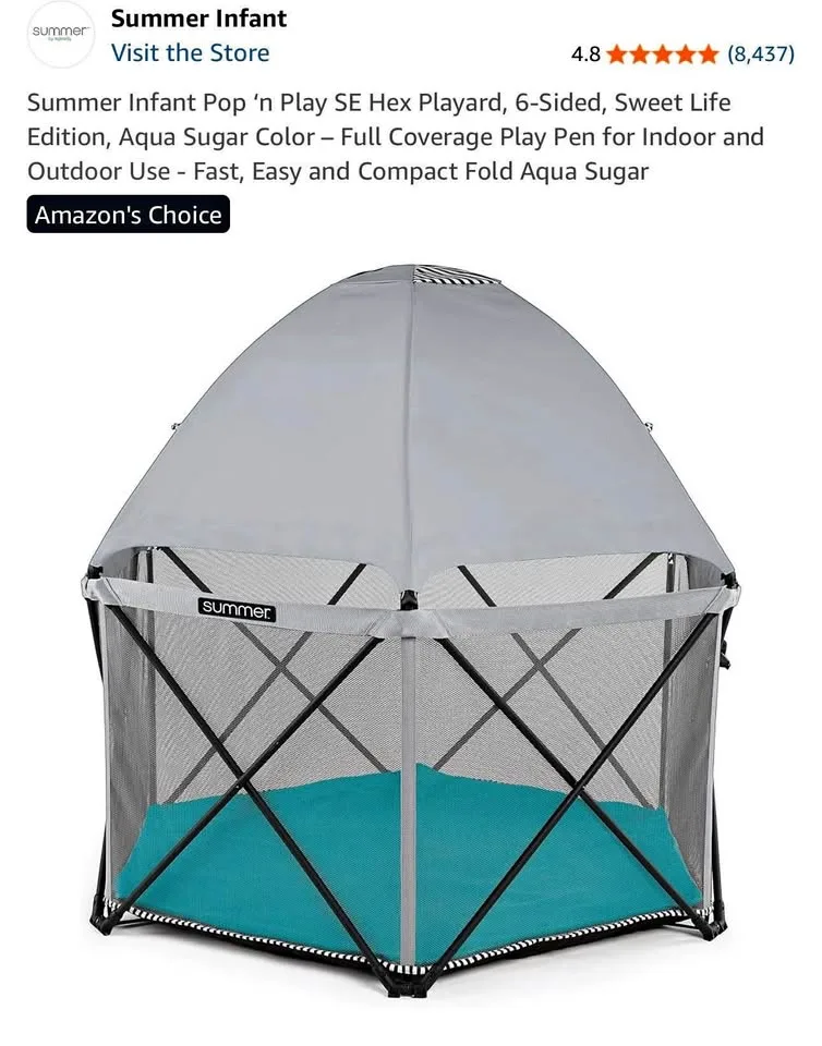 Summer Infant Pop ’n Play - Aqua / Never Used thumbnail