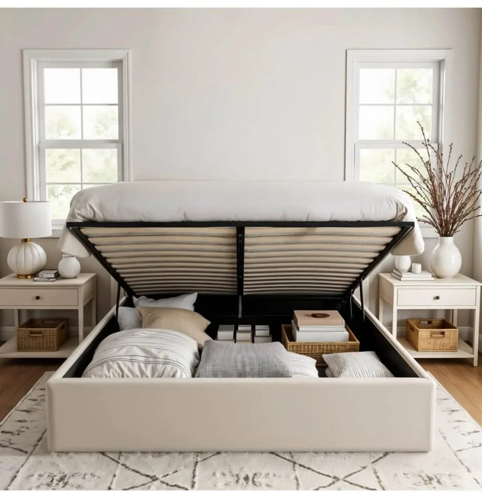 Queen Hydraulic Storage Bed Frame & Hybrid Mattress image indicator(4)