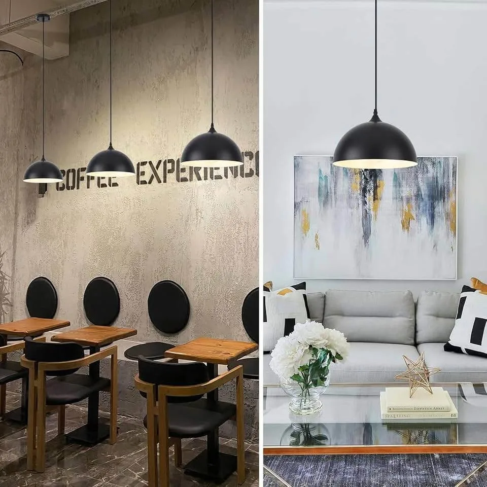 Black Pendant Light, 11.8 inch Black and White Dome (1 Pack) image indicator(3)