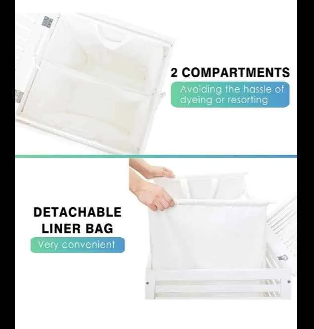 SMIBUY Double Laundry Hamper with Lid, 120L Bamboo Basket image indicator(3)