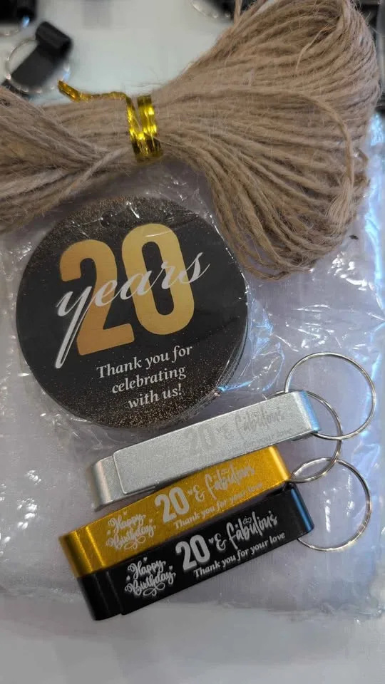 54 openers for 20th birthday favours 👑 with tags and pouch image indicator(3)