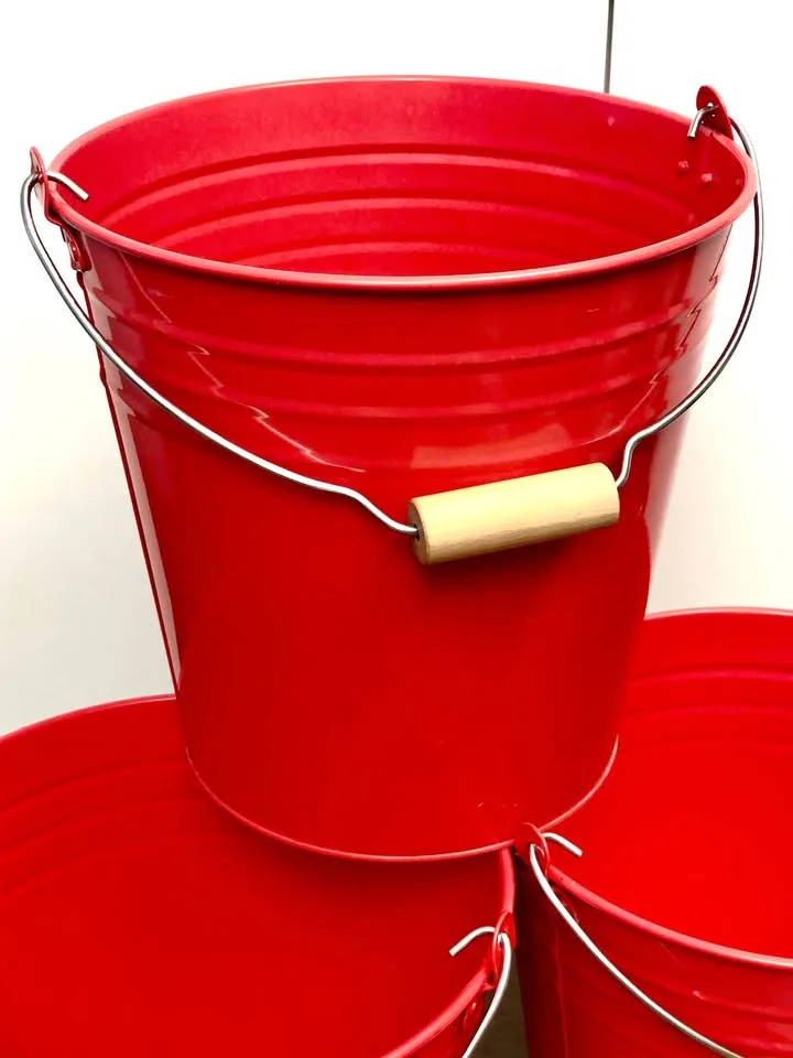 Good Deal - Large Red Buckets - Perfect for Christmas Decor! thumbnail