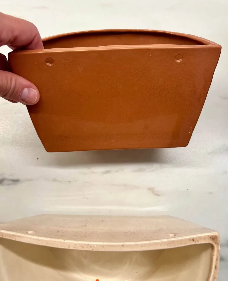 Pair, Vintage Wall Pocket Faux Wood “Barrels” image indicator(4)