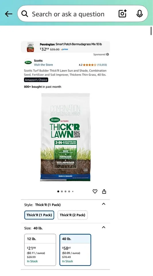 Scotts Turf Builder Thick'R Lawn Sun and Shade thumbnail