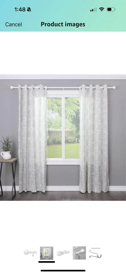 Decopolitan Drapery Rod Set, 36-72-Inches, White image indicator(2)