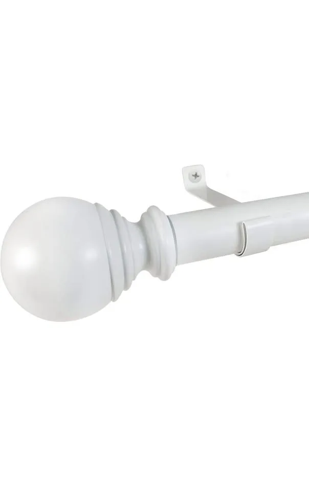Decopolitan Drapery Rod Set, 36-72-Inches, White image indicator(5)