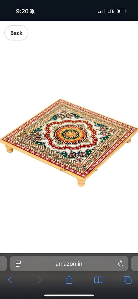 Square Marble Chowki 8x8 inches